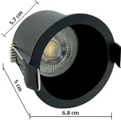 Spot Empotrable Aluminio, Redondo, Carcasa Sombrero, Negro, Sin Boquilla, AL68B, Dx