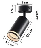 Spot Sobrepuesto, Movil, Negro, 1XGU10, IP20, Aluminio, Dx