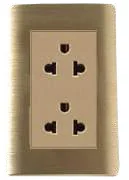 Toma Corriente Doble Americano Polarizado, Linea Fussion Dorado, 16A, Gl