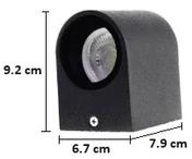 Aplique Negro 1XGU10, IP65, Aluminio, Dx