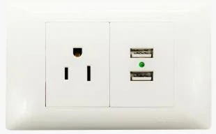 Tomacorriente Dual + USB, Blanco, 5V, 2,1A, Focus Mf