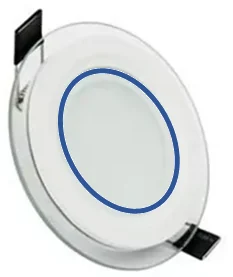 Panel Filo De Vidrio 6W, Redondo Empotrable, Borde Interno Azul, 6500K, 85-265VAC, Os