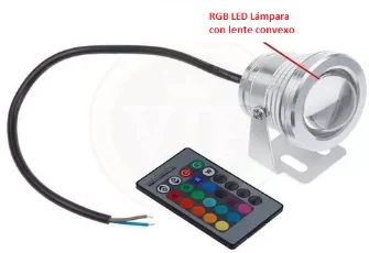 Luminaria LED Sumergible IP67, 10W, 12V, RGB, C/control Remoto, Fw