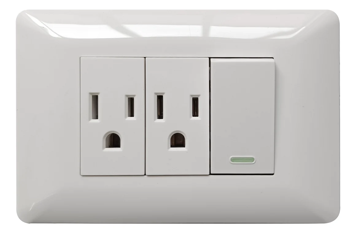 2 Toma + 1 Interruptores, 125V, Blanco, Dx