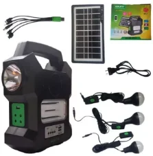 Kit Radio Portable, Linterna 7W, 280DB, Input 6V-1A, Rango 10M, Bluetooth, Energía Solar, Fm, Usb,tf Card, Tws Link, MP3 Hifi, Carga 10-15 Horas, 3 Fo