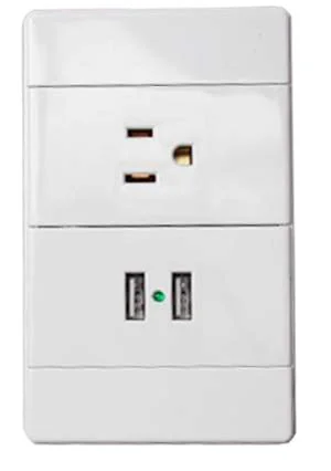 Toma Corriente Doble Americano Polarizado, 16A, 125/250V, Linea Fussion Élite Blanco, Gl