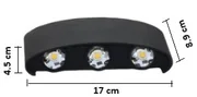 Aplique Negro, 6X2W, 3000K, IP65, Plástico Reforzado, Dx