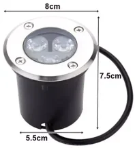 Luminaria LED Empotrable De Piso 3W,AZUL, IP68, Input, 85-265V, Ds 6,5XH 7,3XDI 4,0 Cm, Os