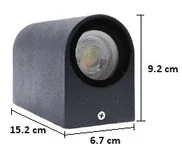 Aplique Negro 2XGU10, IP65, Aluminio, Dx