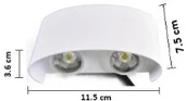 Aplique Blanco, 4X2W, 3000K, IP65, Plástico Reforzado, Dx