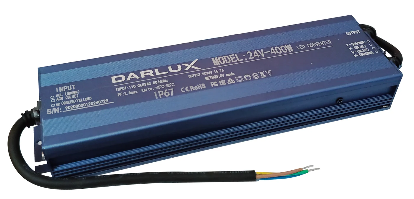 Driver 24DC IP67 Pro, Potencia: 200W, Input: 100-264VAC, Output: 24V-8,33A, Frecuencia: 50/60 Hz, Dimenciones: 185X52X22 Mm, Dx