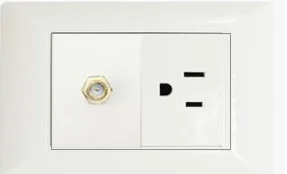 Tomacorriente + Toma Dual Tv Coaxial, Linea Focus Blanco, Mf